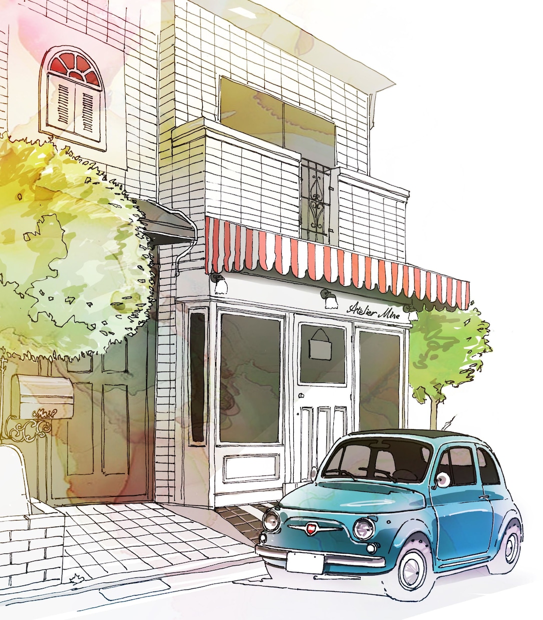 おしゃれな建物、建築、風景や車イラスト描きます お店の広告、ご自宅と愛車、思い出の風景等を描きます イメージ3