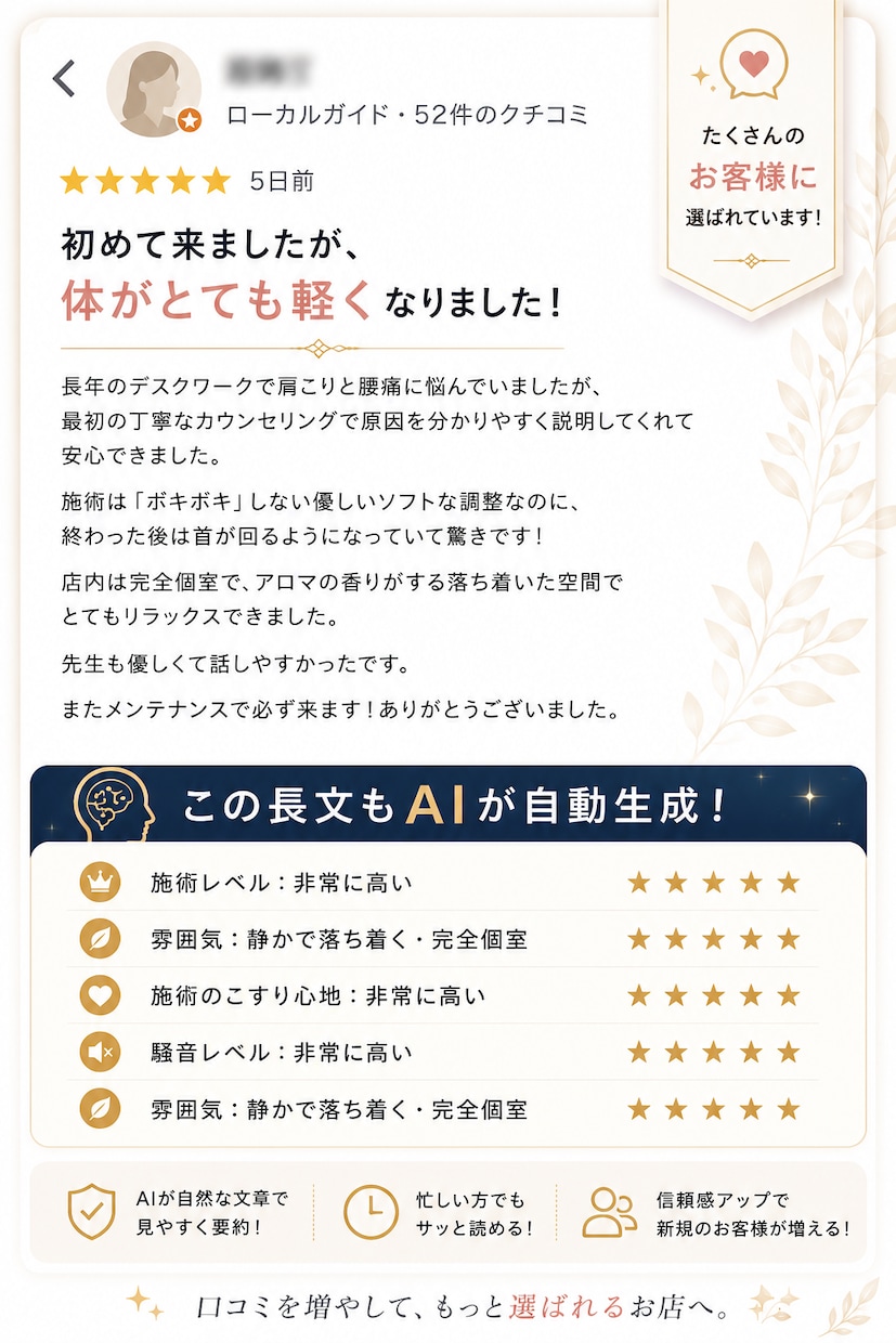 月額0円！サロンGoogle口コミAI作ります 施術中に口コミが増える！脱ポータルサイト集客 イメージ5