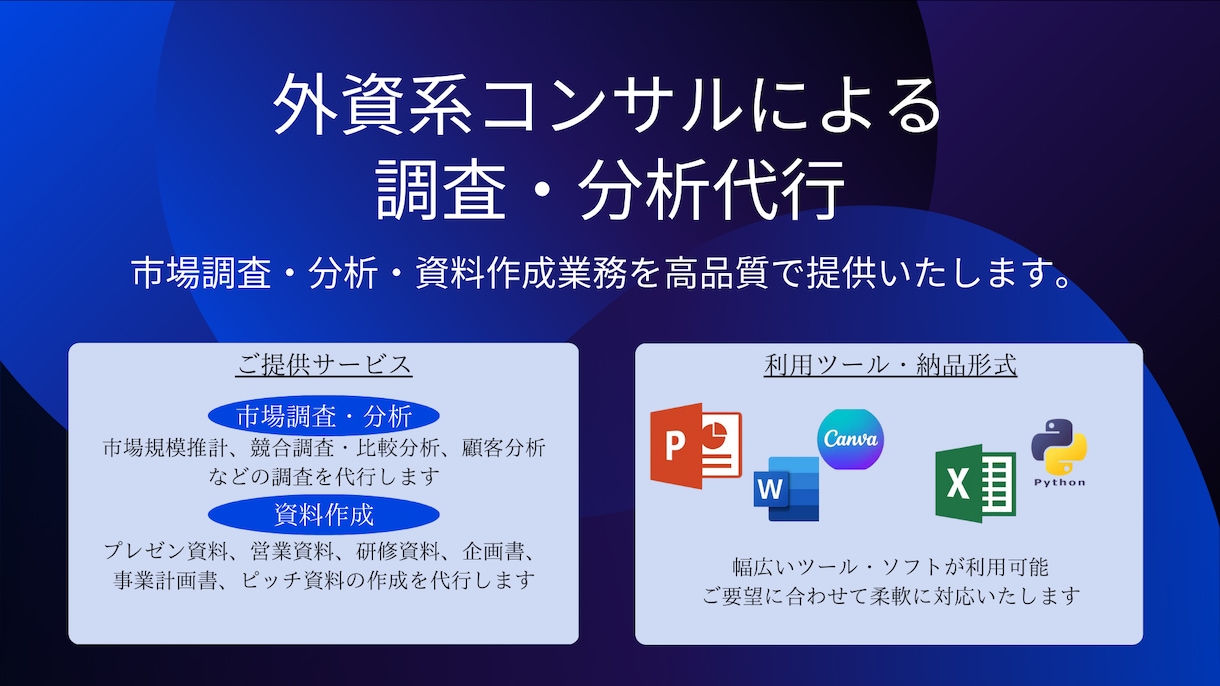 現役外資コンサルがリサーチをサポートします 現役外資コンサルがリサーチをサポートします イメージ1