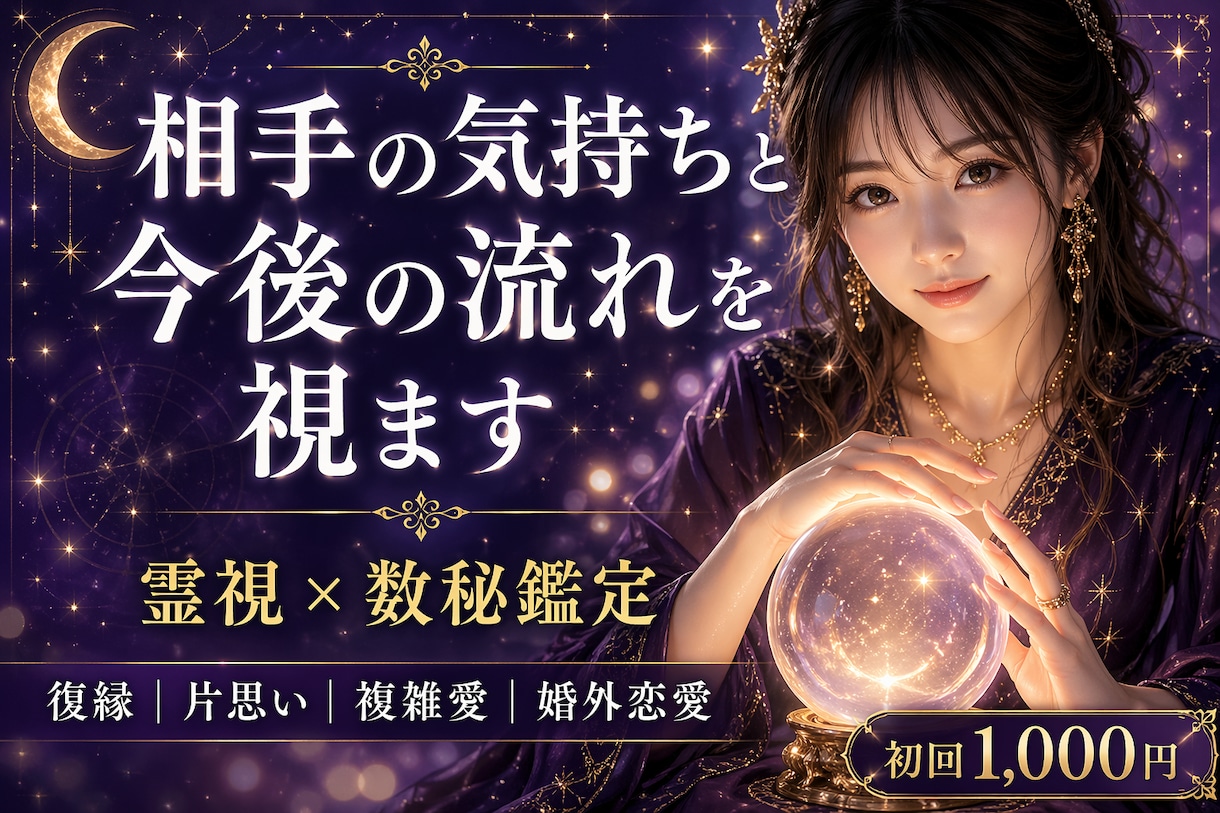 復縁・片思い・複雑愛を霊視×数秘で鑑定します 復縁・片思い・複雑愛…霊視×数秘で本音を読み解きます イメージ1