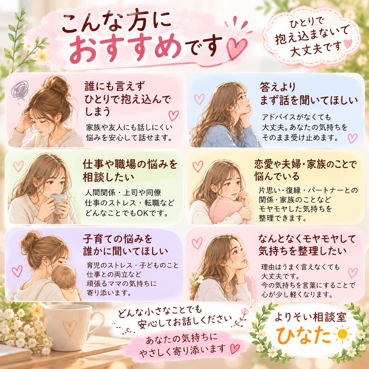 誰にも言えないお話を優しくお聞きします 愚痴もモヤモヤも大丈夫優しく寄り添います イメージ3