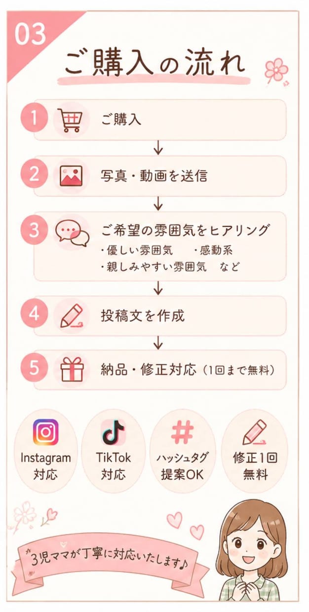 Instagram投稿文作成します 3児ママ目線で共感される投稿文を作成します♪ イメージ3