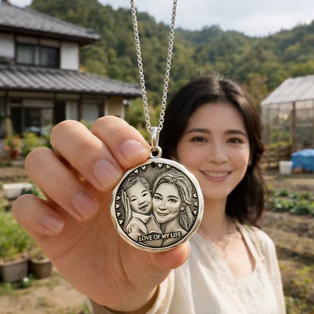 写真から作る純銀似顔絵ネックレス制作ます オーダーメイド記念日誕生日ギフト イメージ1