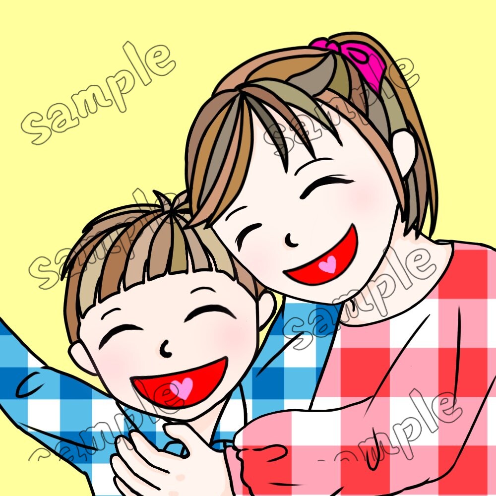 寄り添いアイコン♪SNSやブログで目立ちます ラフ数種類は無料！背景透明どうぞ！満足いくまでご希望を♪ イメージ8