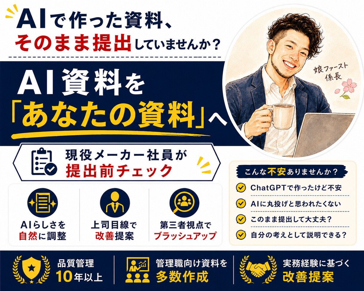 AI資料を伝わる資料へ改善します 上司に伝わる資料へ、提出前にブラッシュアップ イメージ1