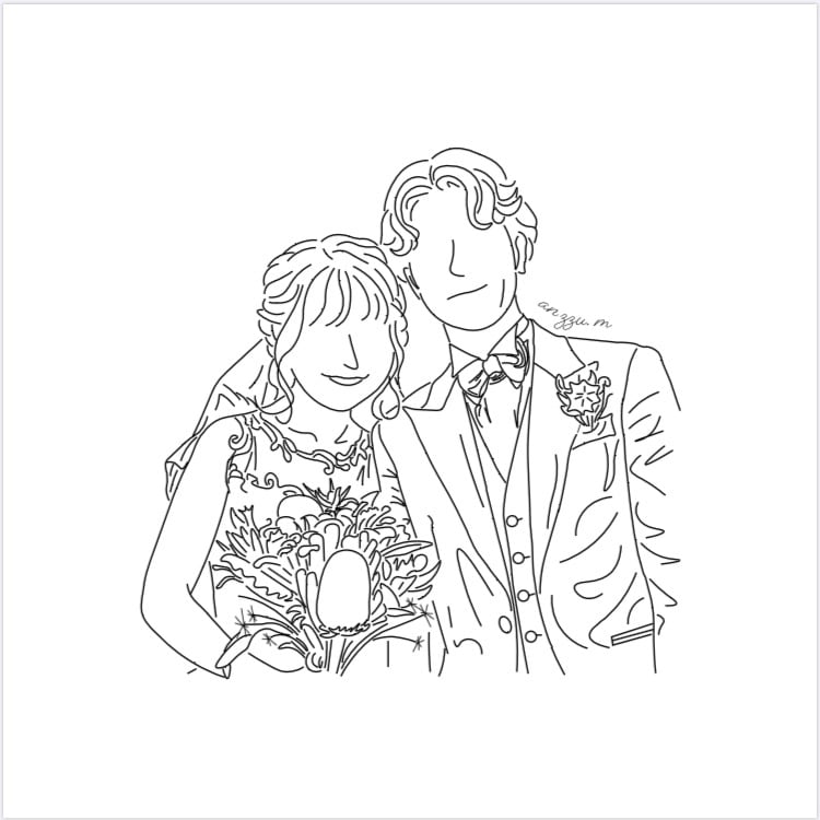 ペア用アイコン/イラスト/似顔絵描きます 写真を元に線画でオリジナルイラスト作成！ イメージ6