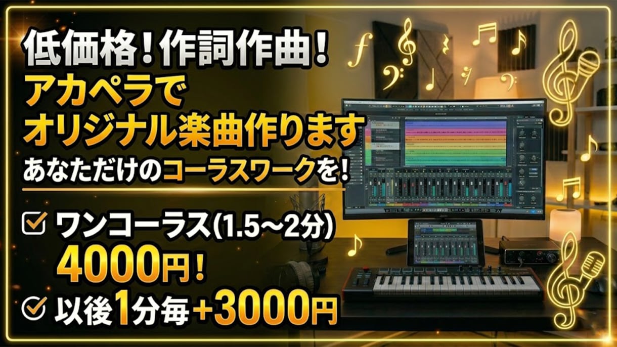 低価格！作詞作曲！アカペラでオリジナル楽曲作ります あなただけのアカペラ楽曲を作ります。譜面提供もOK！ イメージ1