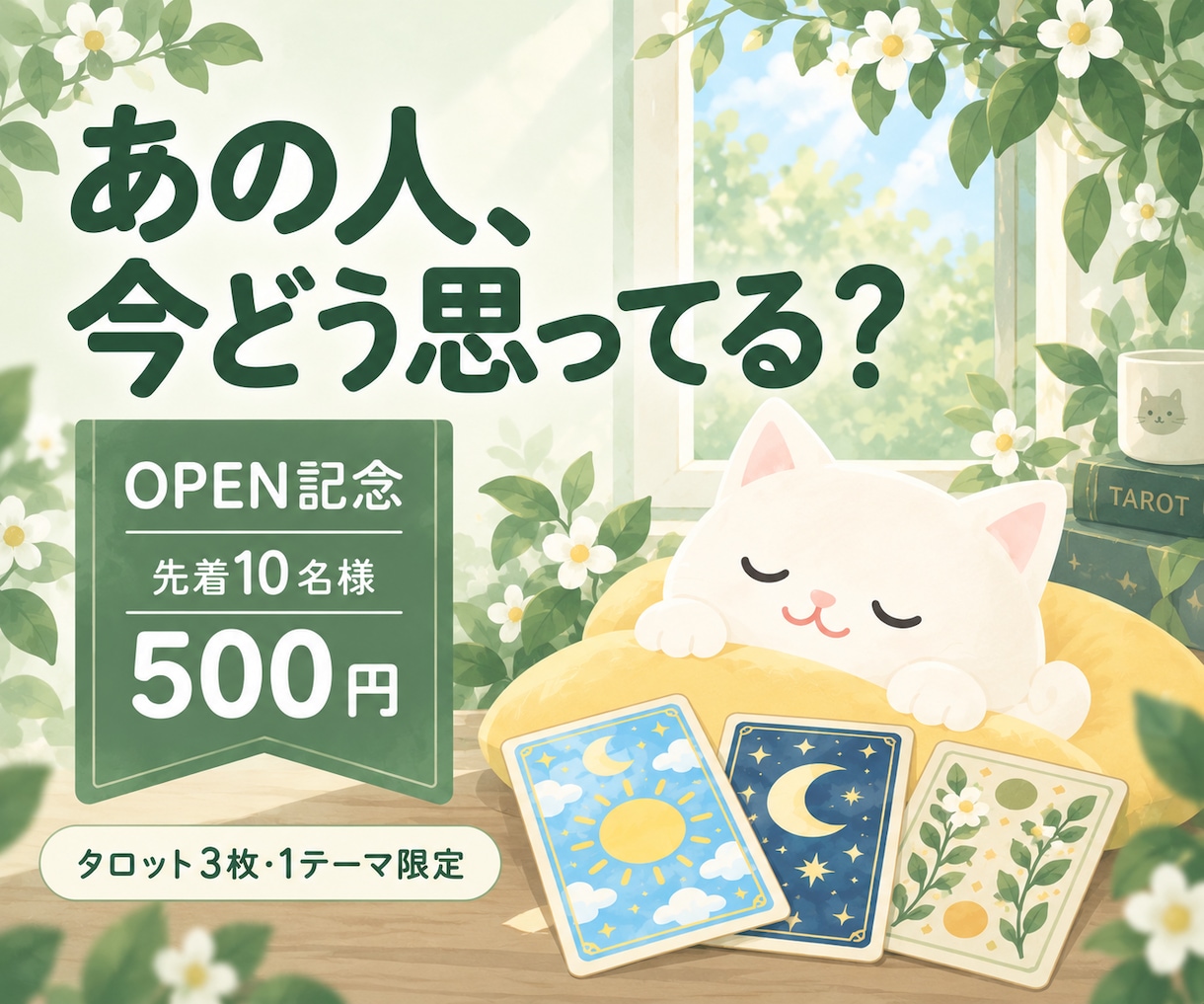 あの人の今の気持ちをタロット3枚で占います OPEN記念・先着10名様｜まずは気軽に1テーマだけ イメージ1