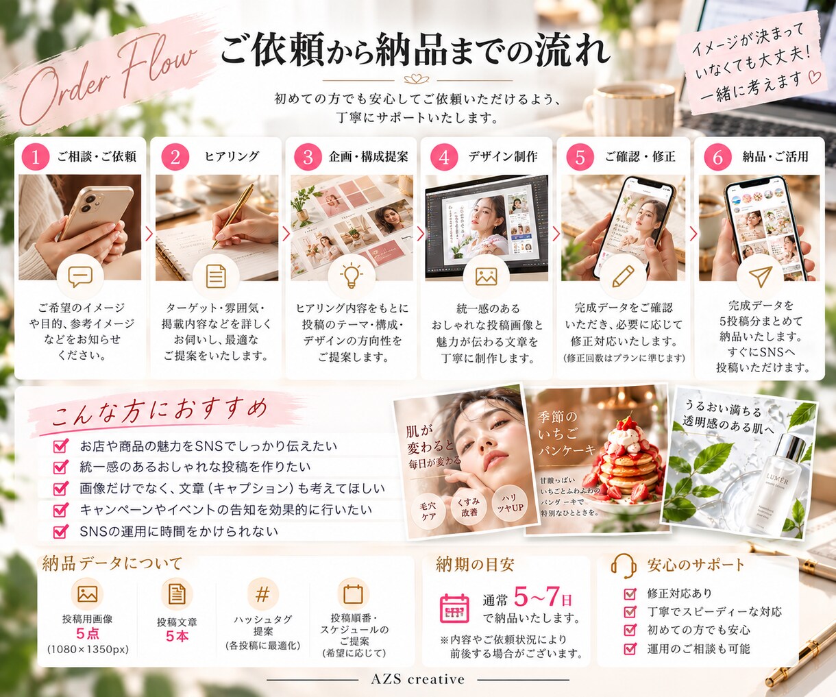 SNS投稿5本を画像＋文章で制作します 投稿画像から文章・ハッシュタグまで一括対応 イメージ6