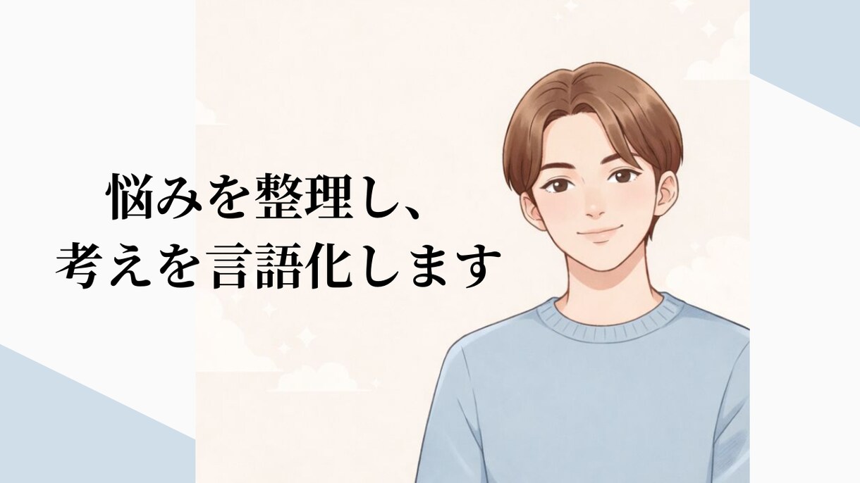 悩みが整理できず苦しい方へ 思考を言語化します 感情と状況を整理し、判断材料を文章でお渡しします イメージ1