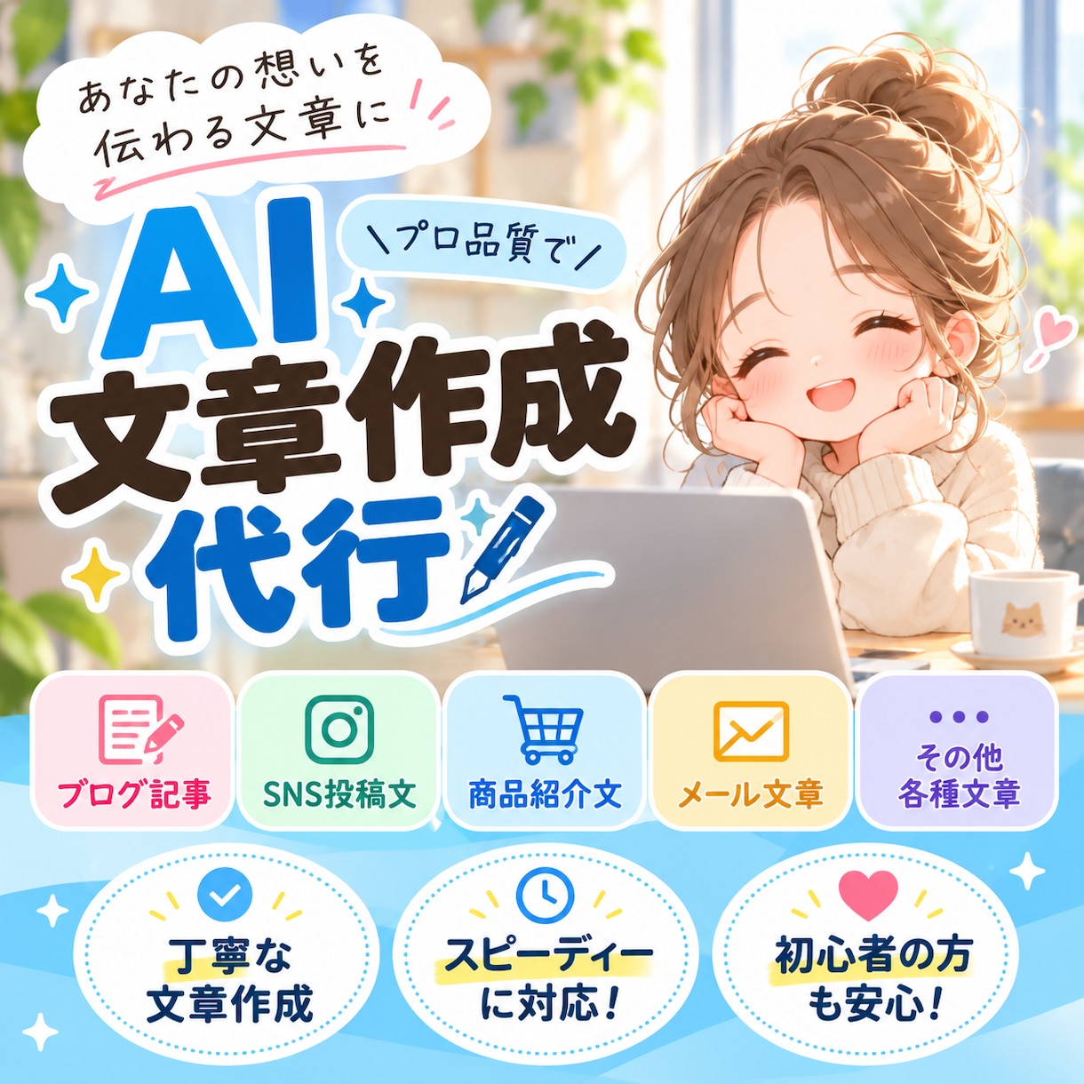 ブログ記事やSNSの文章を作成します AIを活用して読みやすい文章を丁寧に仕上げます イメージ1