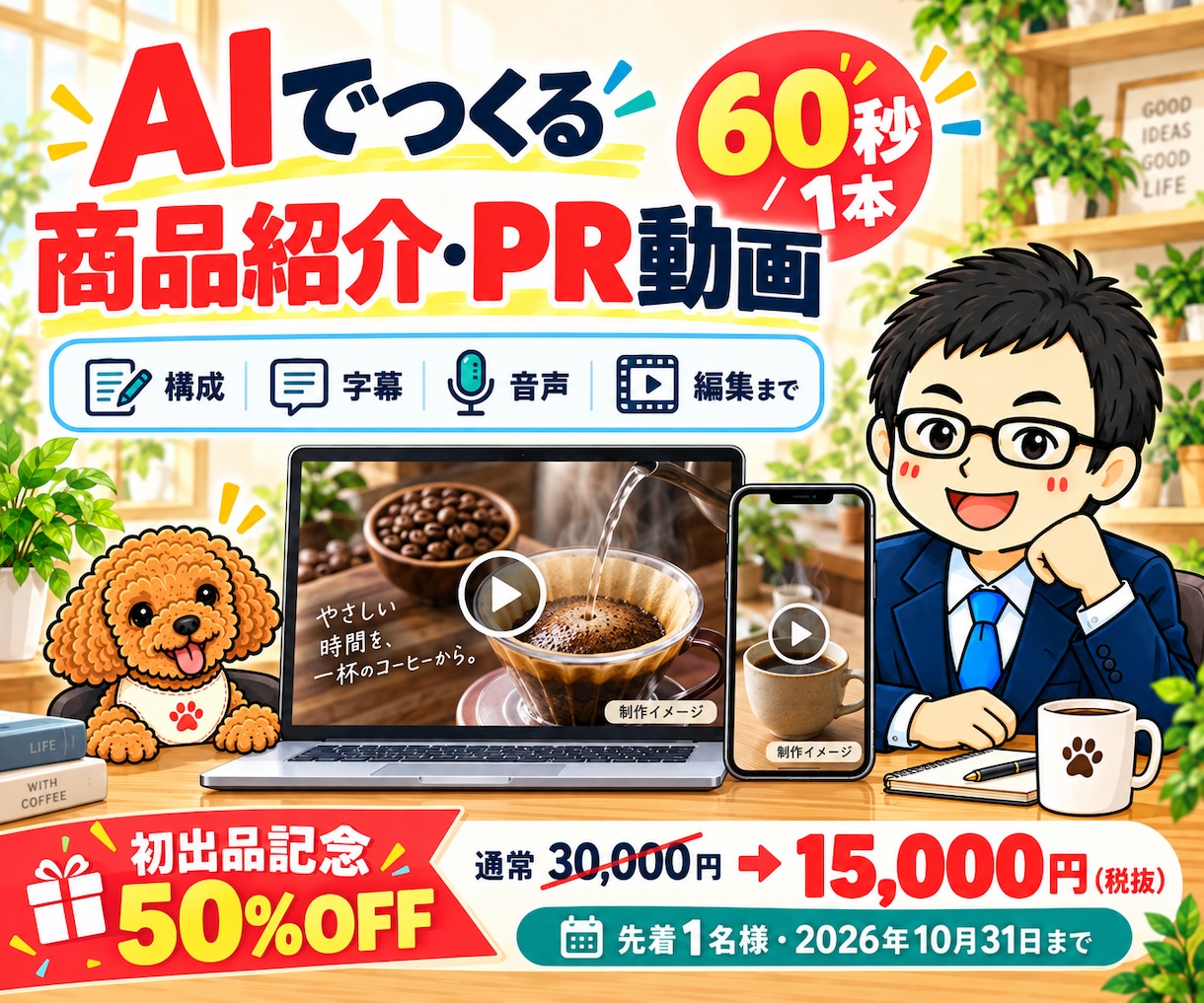 AIで商品紹介・PRショート動画を制作します 写真調素材で60秒｜構成・字幕・音声・編集までお任せ イメージ1