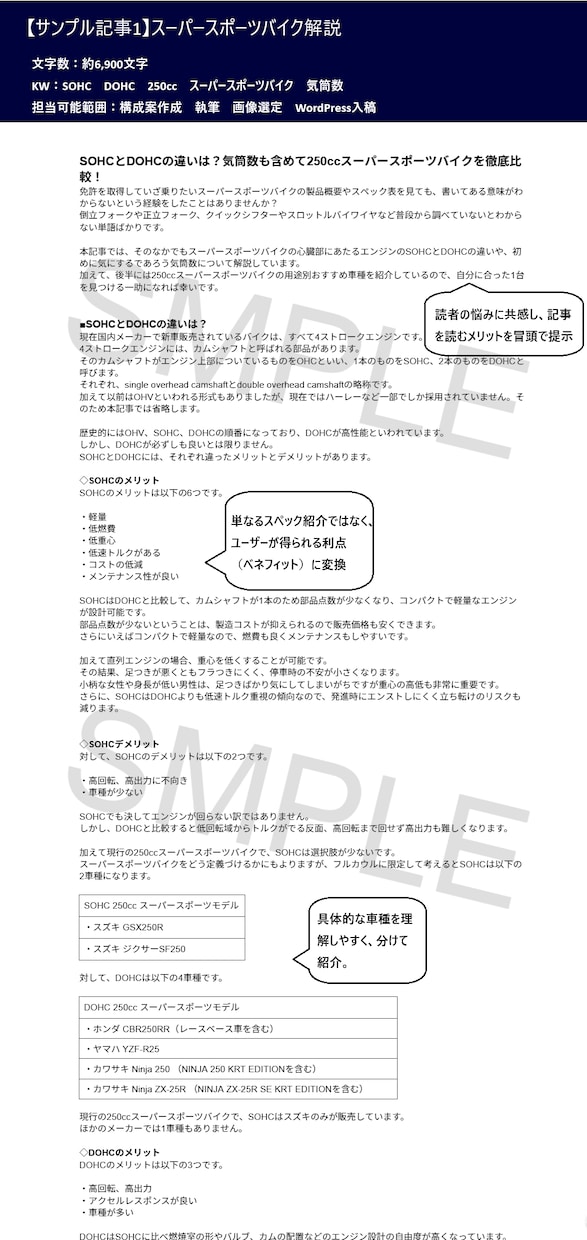Webオートバイ記名17本。バイク記事執筆します 納品80件超・完了率100%｜整備知識でプロ品質の記事を執筆 イメージ2