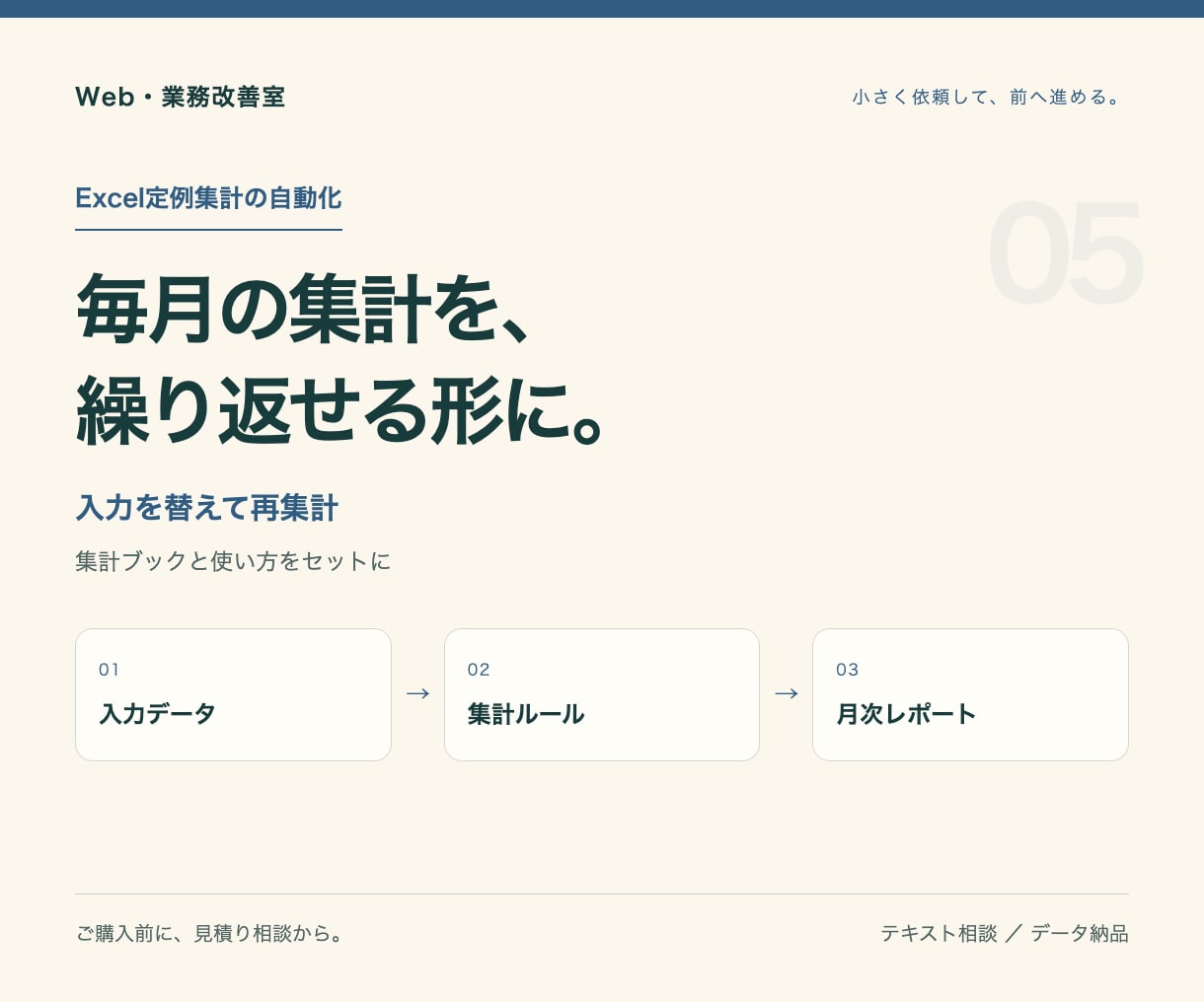 毎月のExcel集計を自動化します データを差し替えて使う定例レポートを作成 イメージ1