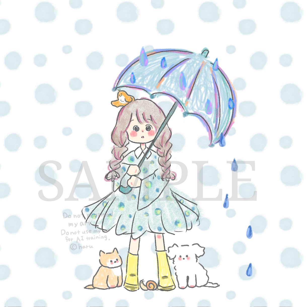 商用利用可！素朴で優しいイラストお描きします 『癒やし系』女の子や動物のほんわか素朴で可愛い絵が好きな方へ イメージ10
