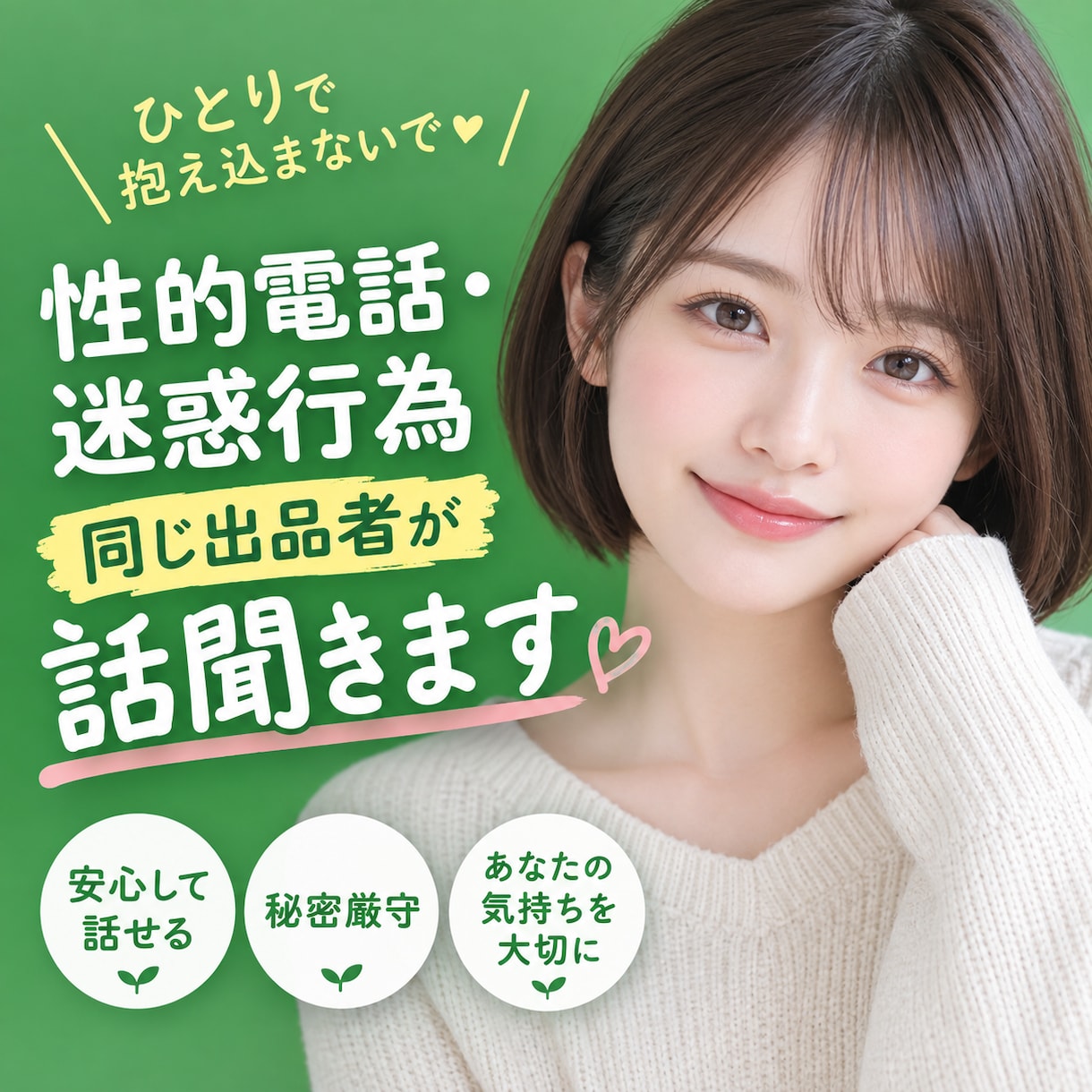 ココナラの性的電話・迷惑行為同じ出品者が話聞きます 嫌な思いを一人で抱え込まないで。気持ちを吐き出しリセット！ イメージ1