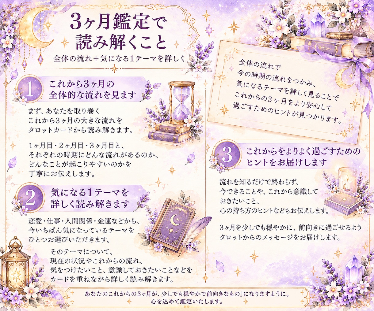 これから3ヶ月の全体運＋今の悩みを深く占います 24時間以内に対応｜恋愛・仕事・金運・人間関係まで イメージ2