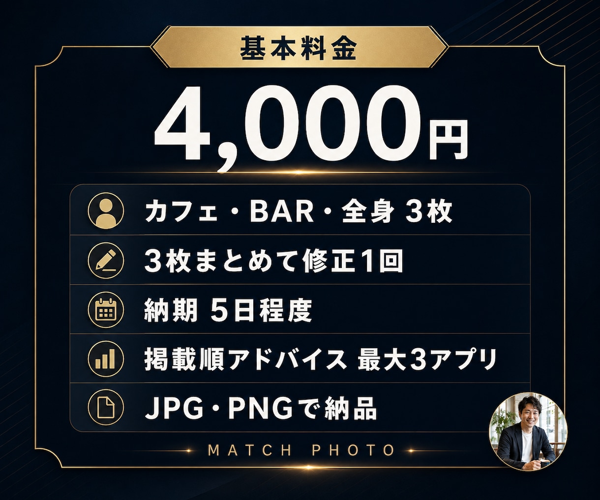 男性向けの選ばれるプロフ画像をAIで作成します Pairs・with・タップル・Omiaiで比較検証 イメージ5