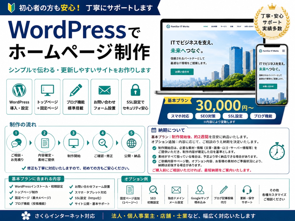 WordPressで会社ホームページ制作します 公開後の更新・運用まで丁寧にサポートします イメージ1