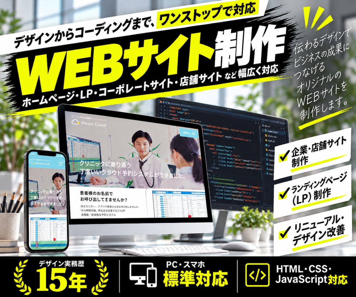 ホームページ・WEBサイトをプロが制作します デザインからコーディングまで一貫対応！魅力的なサイトを イメージ1
