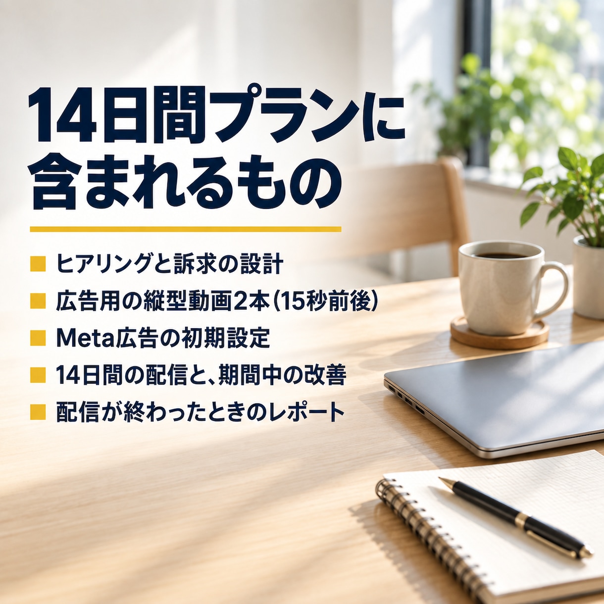広告用の動画2本つきでMeta広告を運用します 動画は当社で作ります。撮影も素材のご用意もいりません イメージ3