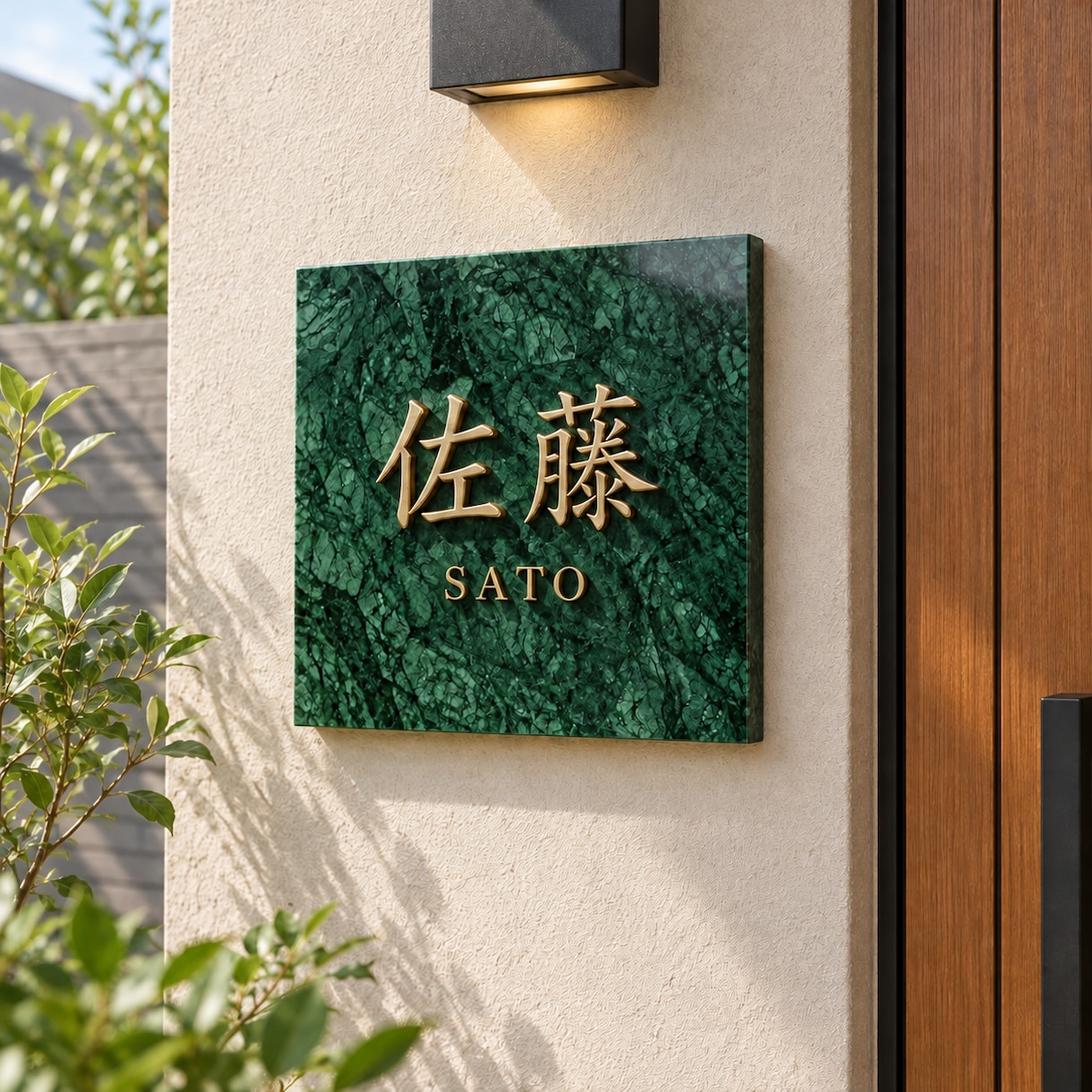 表札・店舗看板を大理石と真鍮でオーダー制作ます 天然グリーン大理石と立体文字で、玄関・お店に品格を イメージ1