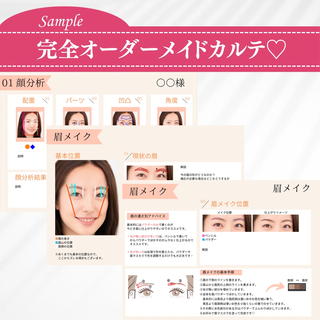 顔分析|眉カルテで【なりたい】【似合う】を叶えます 顔分析理論を元に、あなたに似合う眉メイクをご提案します♡ イメージ2