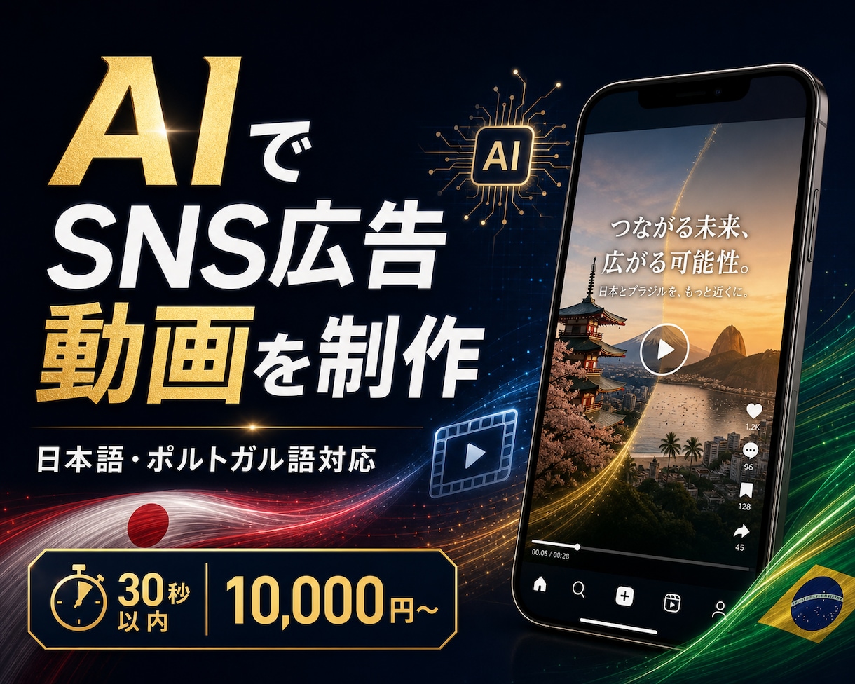 AIでSNS広告・PR動画を制作します 商品やサービスの魅力を短い動画で伝えます イメージ1