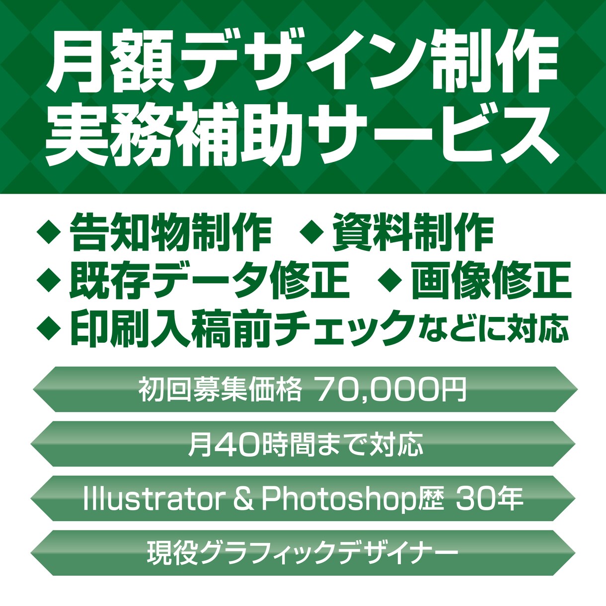 月額でデザイン制作・実務補助に対応します 告知物・資料・画像修正を月額で補助します イメージ1