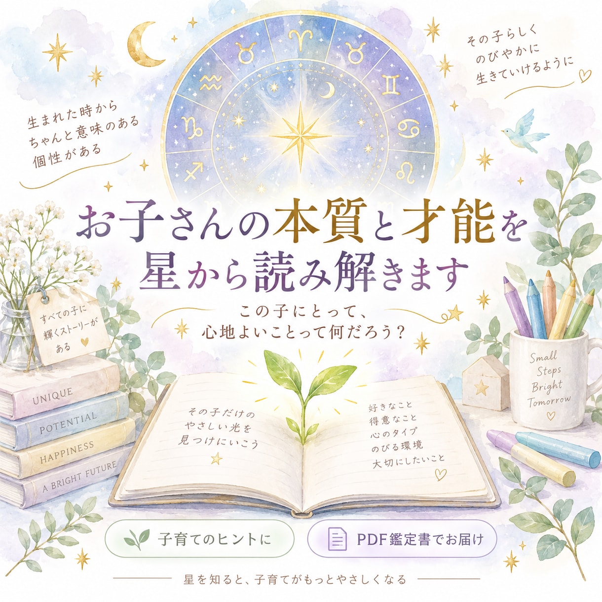 お子さんの本質と才能をホロスコープで読み解きます その子らしさを知って、信じて見守れる子育てへ イメージ1