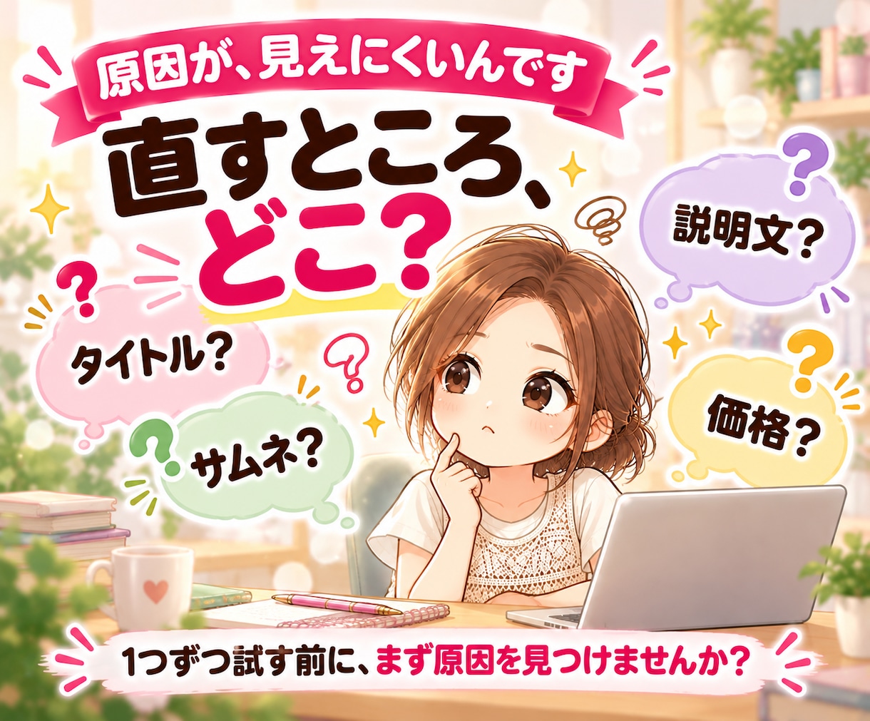 ココナラ出品ページ診断|売れない原因3つ診断します サムネ・タイトル・説明文を、まるごと診断　ココナラ添削 イメージ3