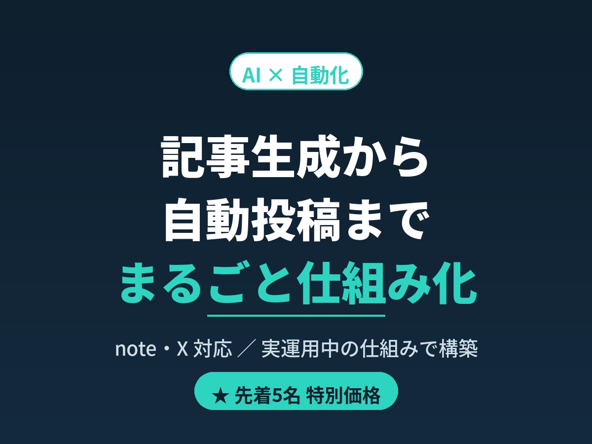AI記事生成→SNS自動投稿の仕組みを構築します 実運用中のパイプライン構築ノウハウで イメージ1