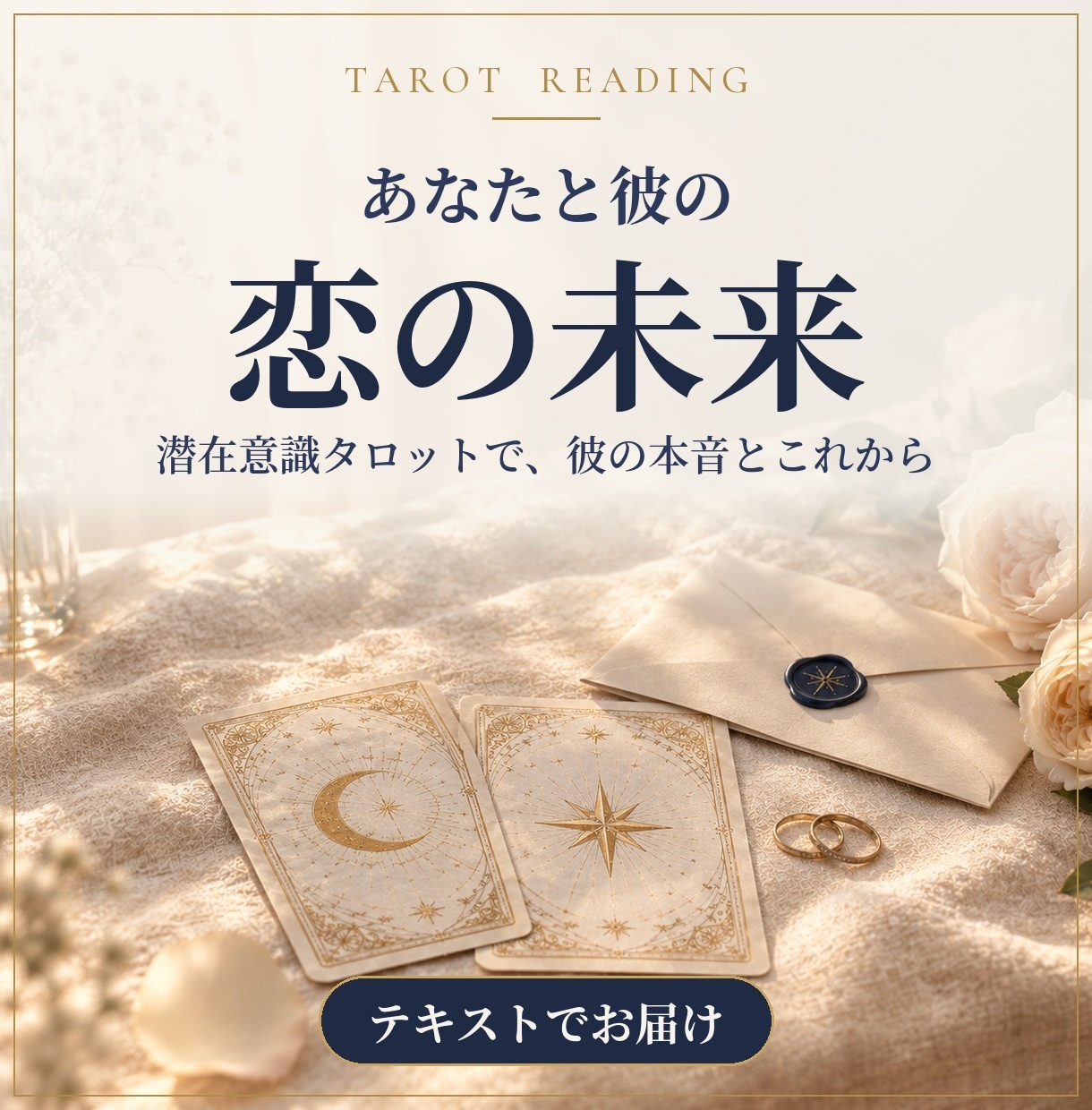 あなたの恋の未来を、潜在意識タロットで紐解きます 片思いの行方や、今の彼の本音まで、心を込めて占います。 イメージ1