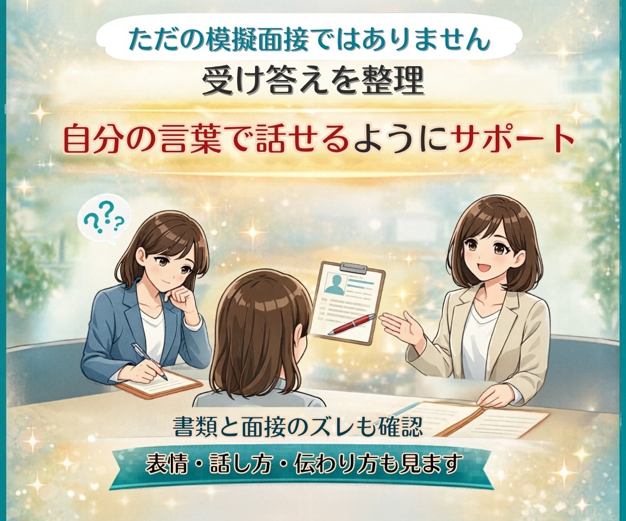 転職就職 面接｜私の言葉で話せる面接対策をします 自分らしく働きたい女性へ｜採用視点で面接対策会議をしましょう イメージ3