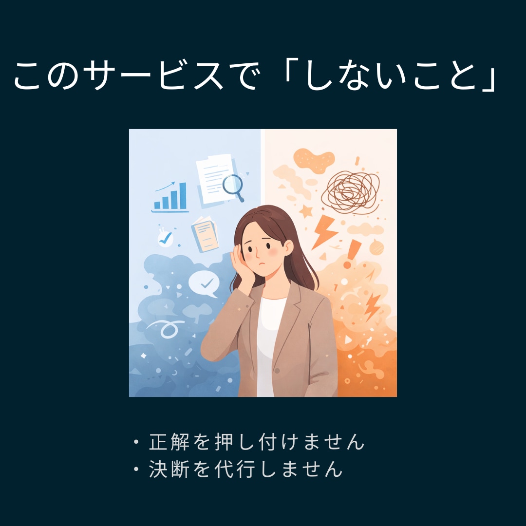 決められない悩みを整理します 決められない理由を構造化し、自分の判断軸を取り戻す対話 イメージ3