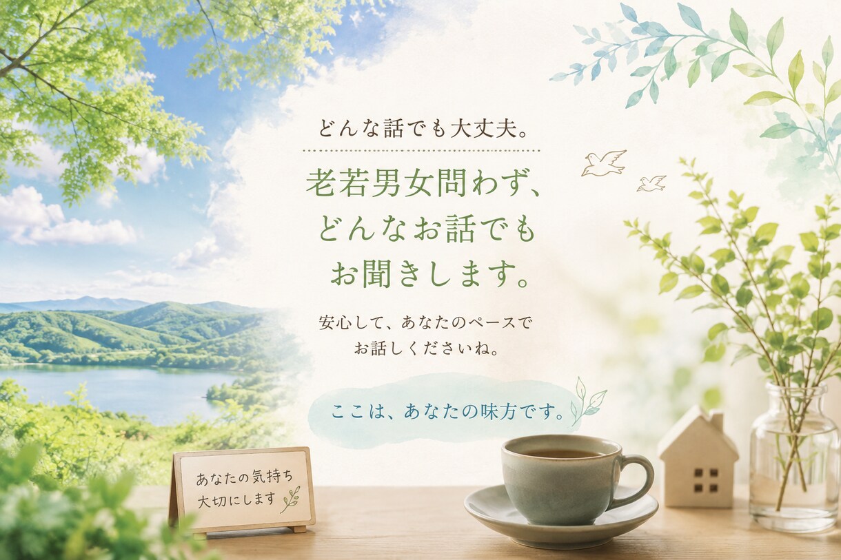 今話したいこと何でも受付ます 老若男女問わず、どんなお話でも大丈夫です!! イメージ1
