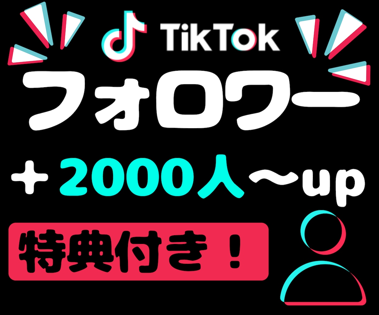 TikTokフォロワーを＋2000人増やします 【特典でいいね＋1,000】★オプションで再生数いいね可能 イメージ1