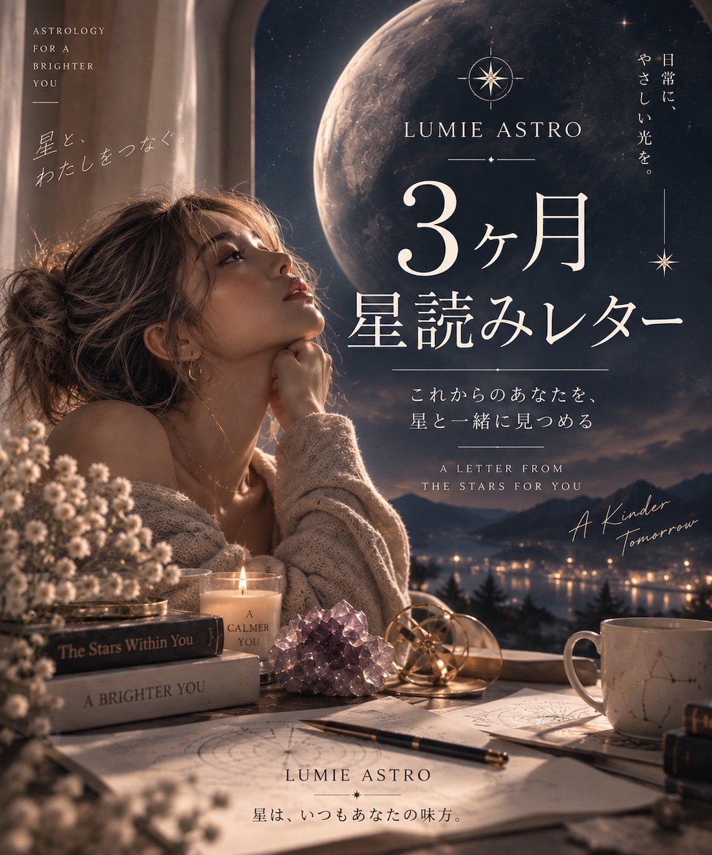 3ヶ月の流れをホロスコープで読み解きます 星から届く、あなただけの3ヶ月星読みレター ✦ イメージ1
