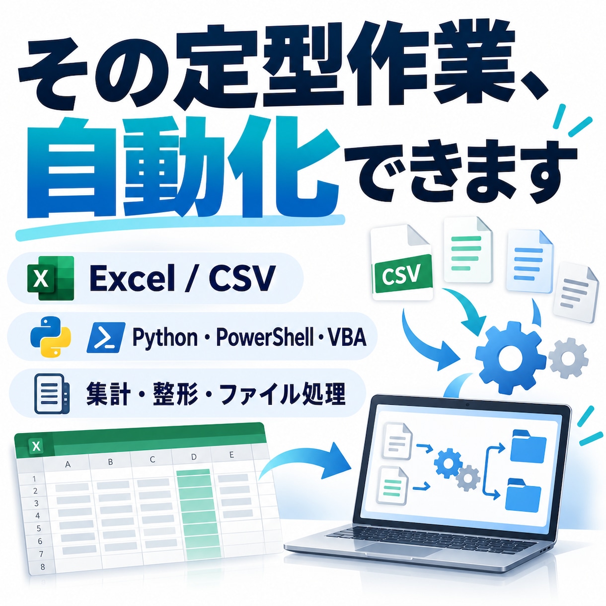 Excel・CSVなどの定型作業を自動化します 毎日の集計・整形・ファイル処理を効率化します イメージ1