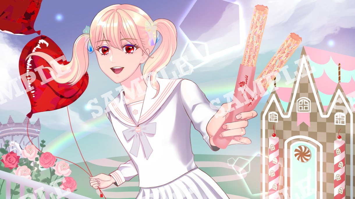 一枚絵イラスト＋差分パターンを作成いたします 《背景、小物、文字素材を透過pngで納品可◎》 イメージ2