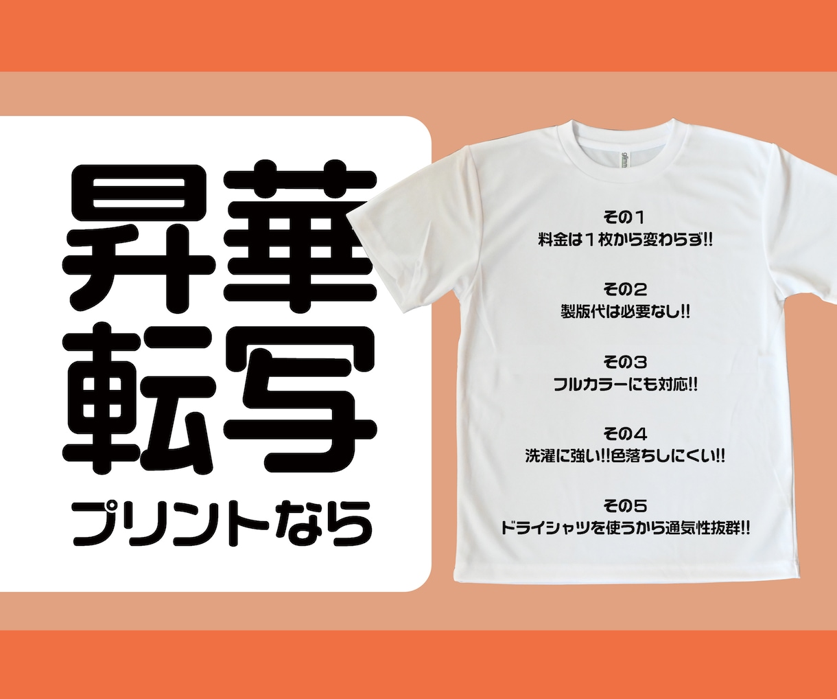 世界でひとつだけのオリジナルTシャツお作りします 洗濯にも超強いドライシャツで作る昇華転写シャツ イメージ3
