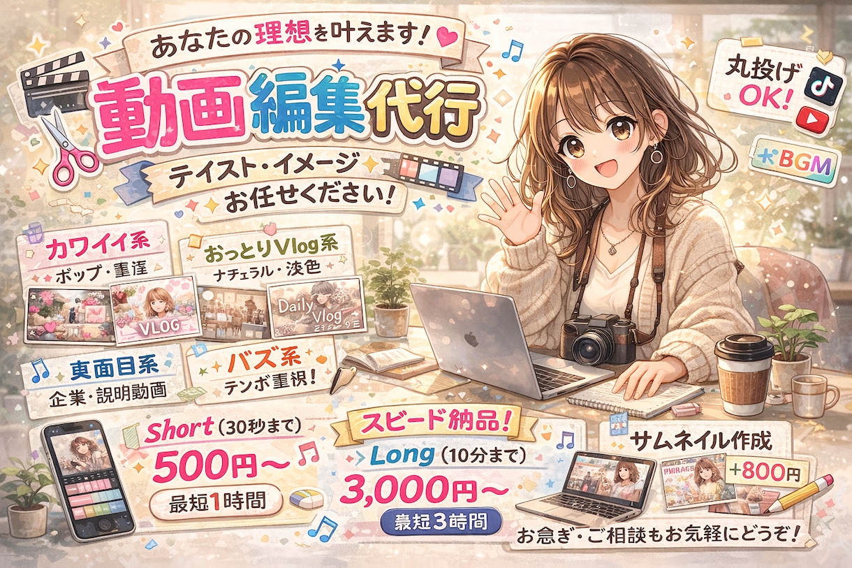 即日対応OK！動画編集代行します ＼ TikTok・リール・YouTubeお任せください！／ イメージ1