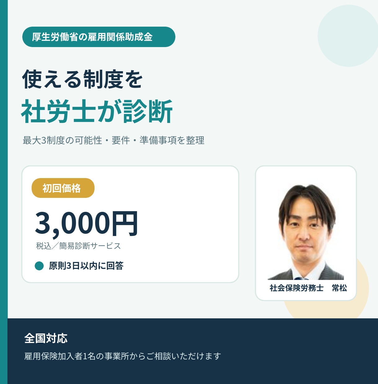 使える厚労省助成金を社労士が診断しますます 雇用保険加入者1名から全国対応・申請実績あり イメージ1