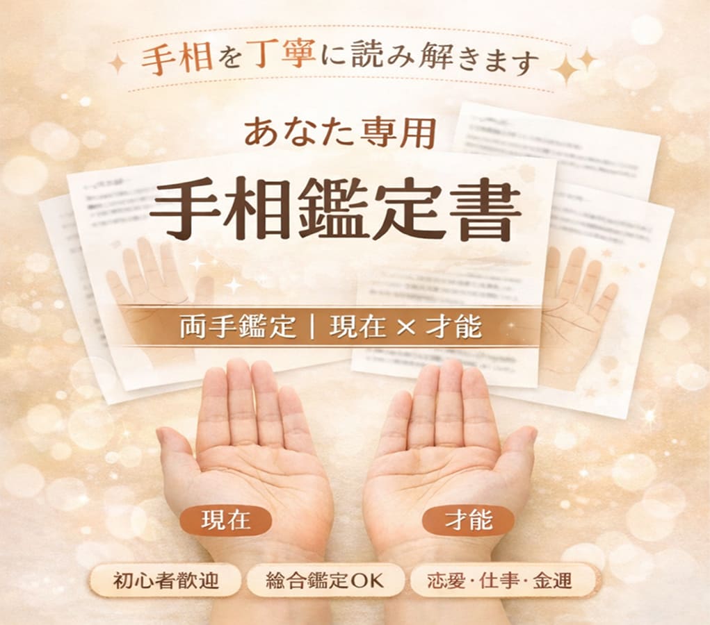モニター募集! 資格保有者が手相を丁寧に鑑定します 有資格者の診断データを作成、あなただけのお守り鑑定書です イメージ1