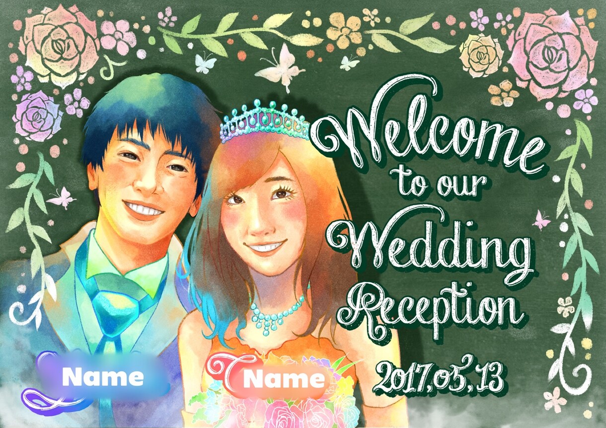 結婚式のウェルカムボード描きます お二人だけのためのオリジナルイラスト描きます！ イメージ2