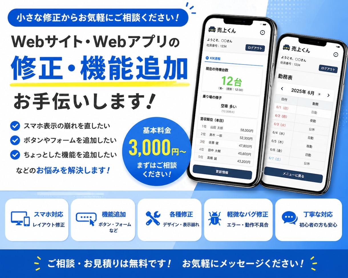 Webサイトの修正・機能追加します 小さな修正からお気軽にご相談ください！ イメージ1