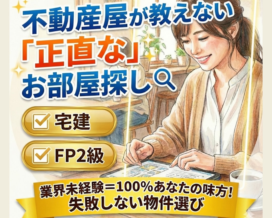 お部屋探しのプロ！！私たちが徹底サポートします 『住んでから後悔しない部屋』を探したいならお任せください！ イメージ1