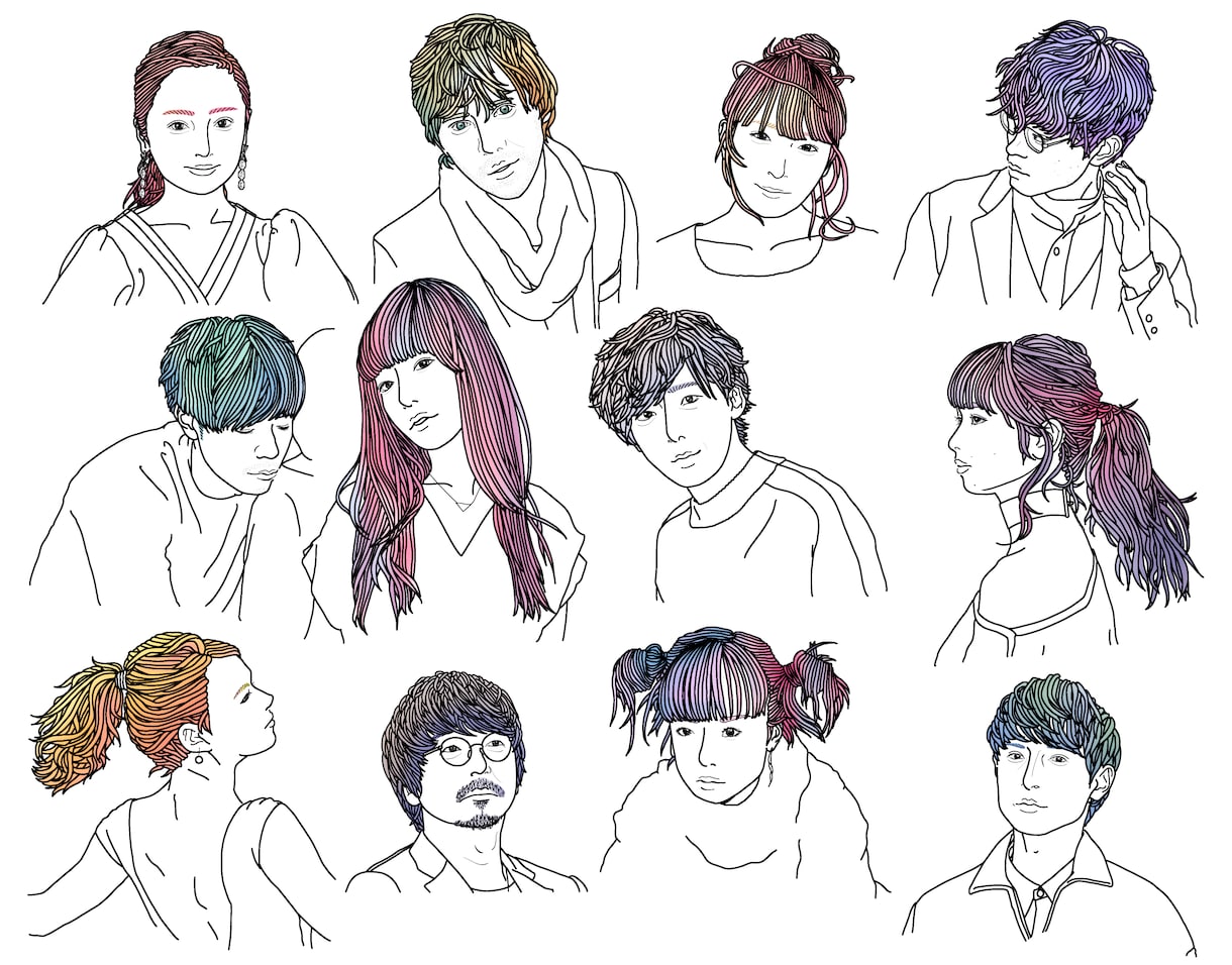 おしゃれでエモい似顔絵をご提供します 色付け、文字入れ、他オプション多数ご用意しております！ イメージ2