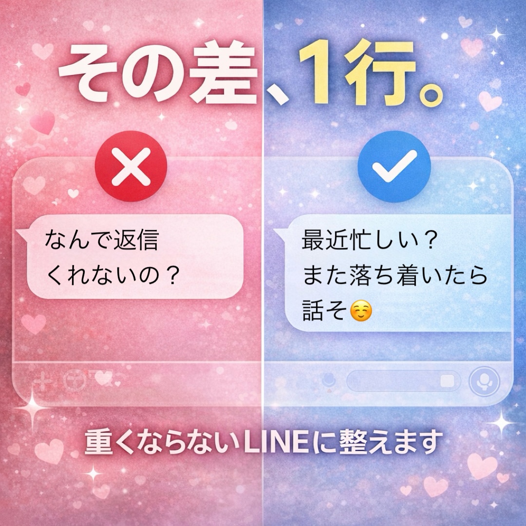 そのLINE、重くなる前に止めます 送る前に。彼の気持ち、離れてない？ イメージ1