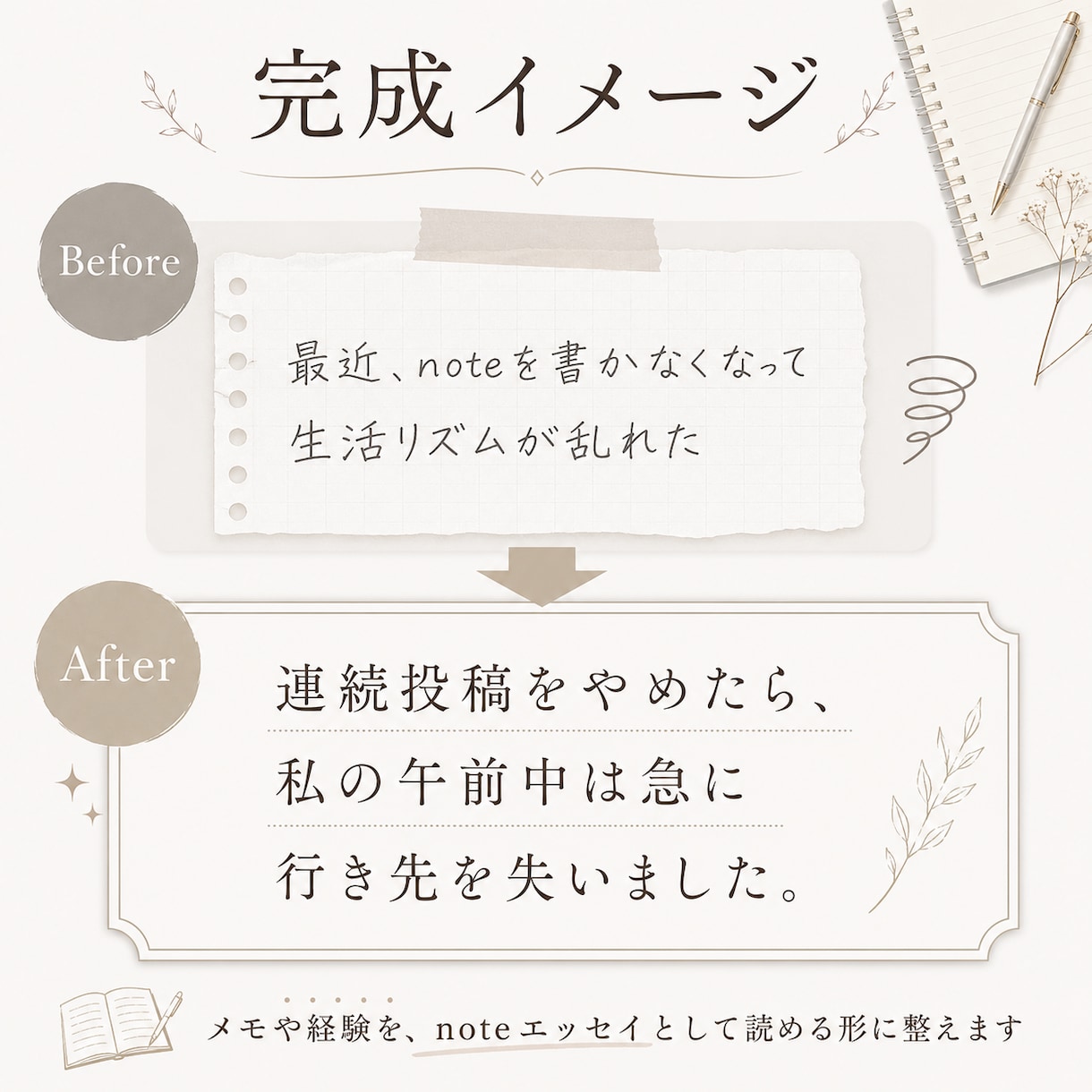 noteエッセイを1本執筆します あなたの経験を読みやすい文章に整えます イメージ2
